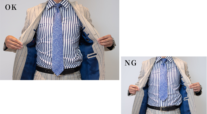 ネクタイの長さはベルトのバックルを目安に